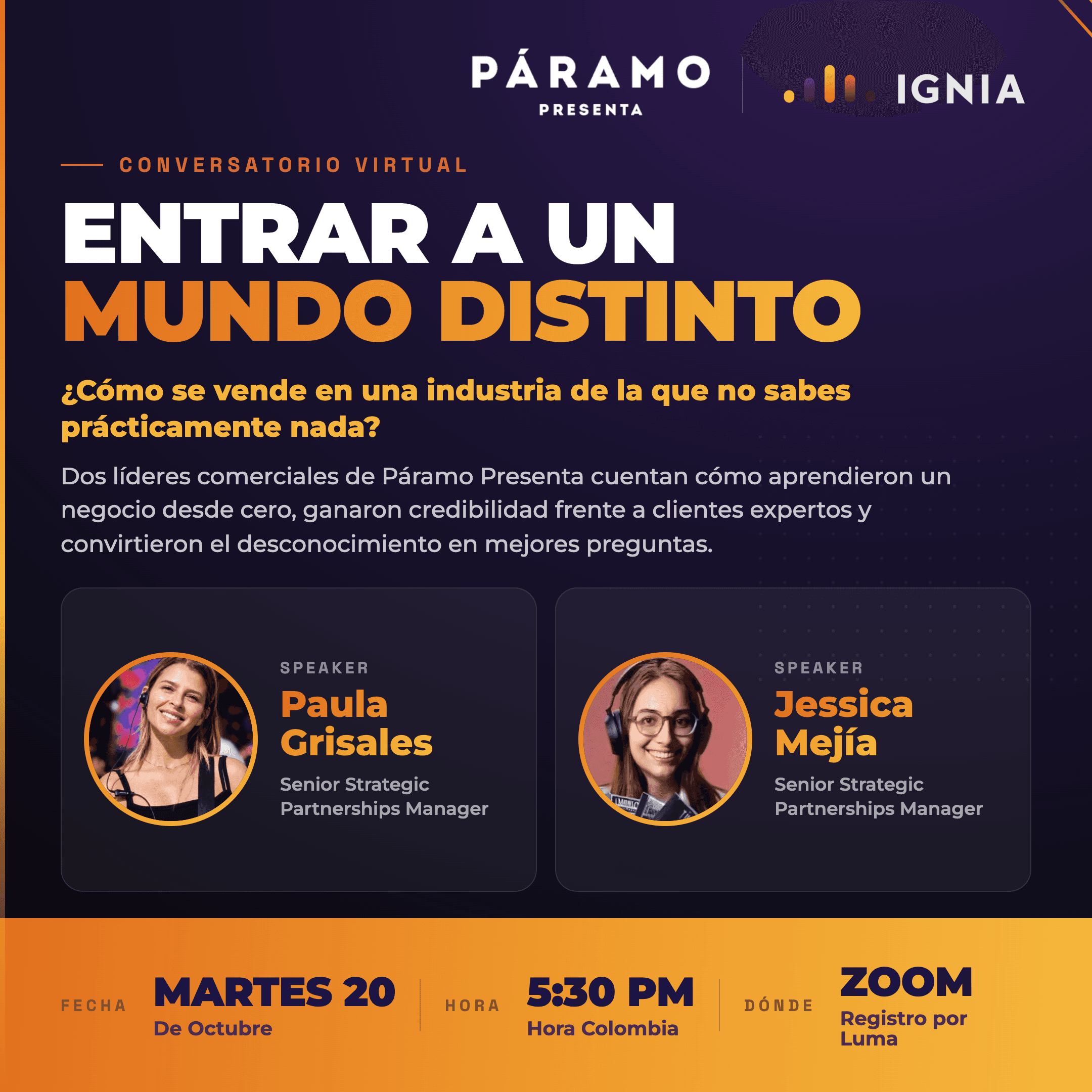 Webinar: Charla con equipo comercial de Páramo Presenta!