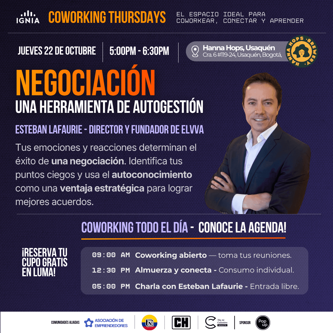 Coworking Thursdays - Aprende a negociar con Esteban Lafaurie!