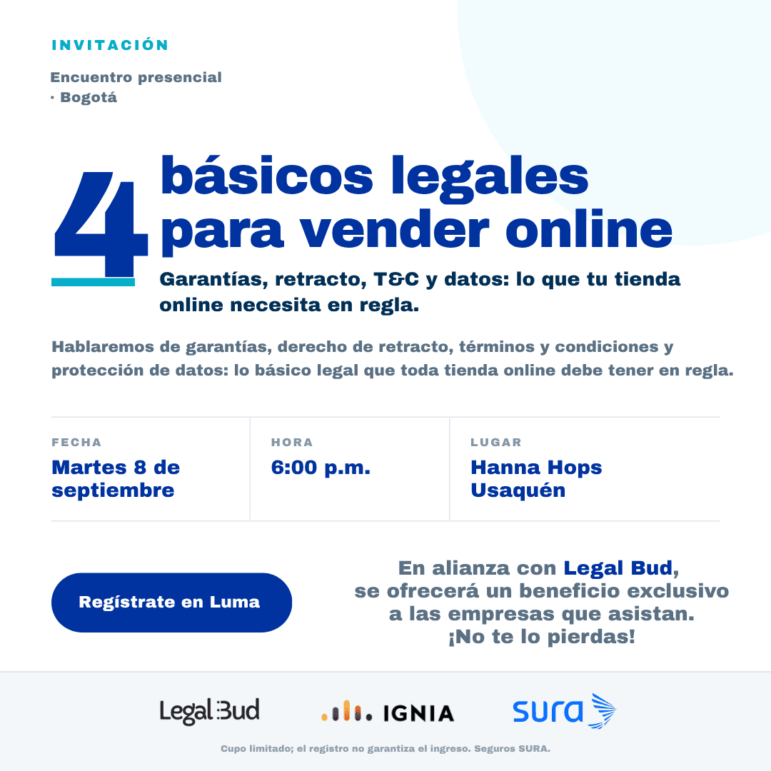 4 básicos legales para vender online - en Collab con SURA y Legal Bud!
