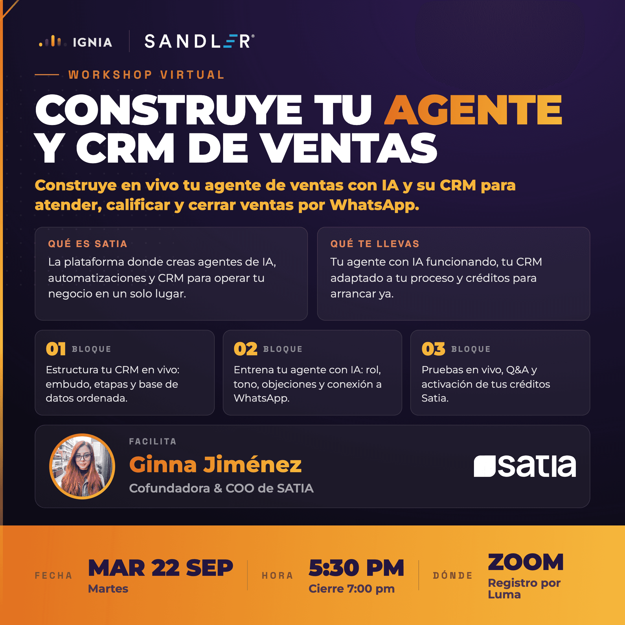 Workshop: Construye tu Agente de ventas y CRM con SATIA